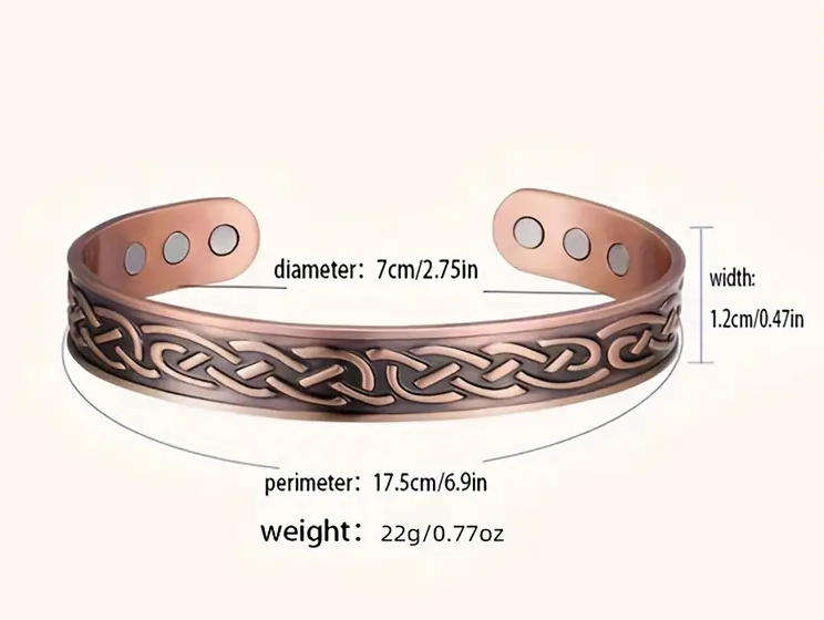 Magnetic Bracelet for Men Plated Vintage-Inspired Adjustable Retro Style