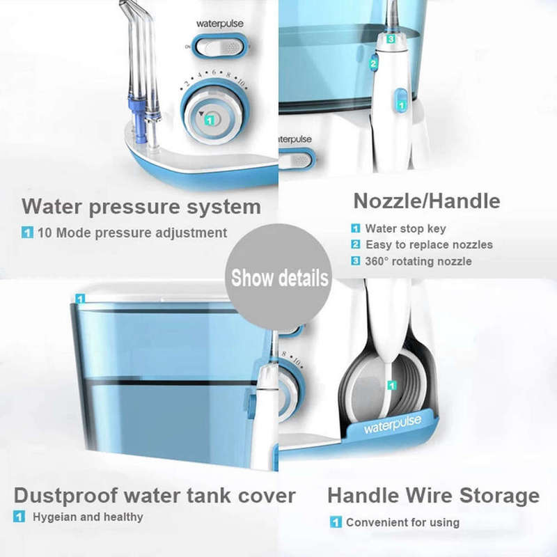 Waterpulse V300 800ml Oral Irrigator Dental Flosser Oral Hygiene Water Flossing Cleaner