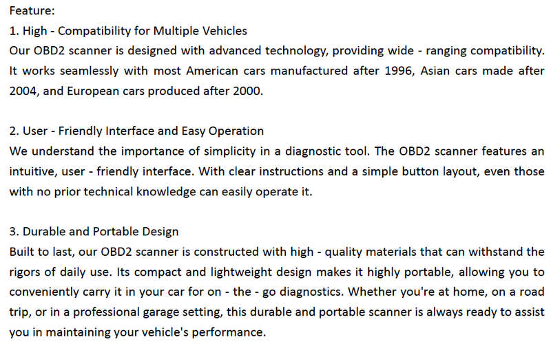 OBD II Color Car Fault Detector Code Reader OBD2 Scanner Diagnostic Tool Car V119