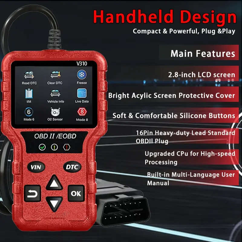 OBD2 Colorful Screen Car Fault Detector Automotive Diagnostic Tool (RED)