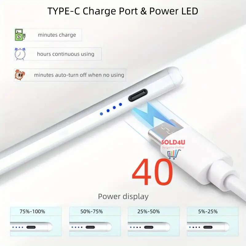 Stylus Pen for iPad 2018 to 2024 Tilt Sensitivity Palm Rejection High Precision Touch