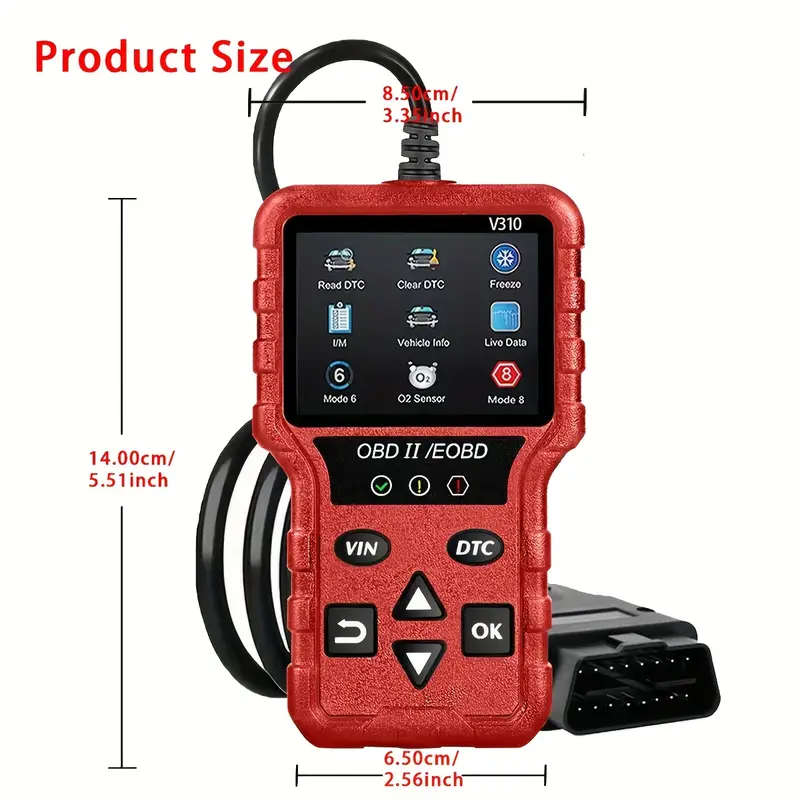 OBD2 Colorful Screen Car Fault Detector Automotive Diagnostic Tool (RED)