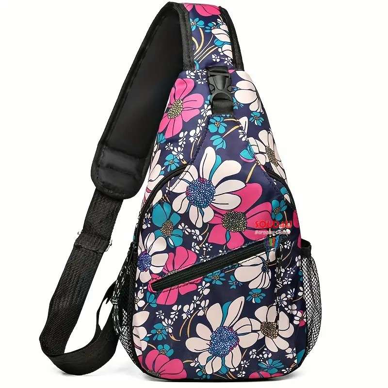 Heavy duty Chest Bag Single Shoulder Crossbody Bag (Sunflower) Nylon Lightweight Sling Bag