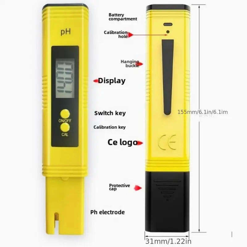 Digital pH Meter with Backlit LCD Display, 0-14 pH Range