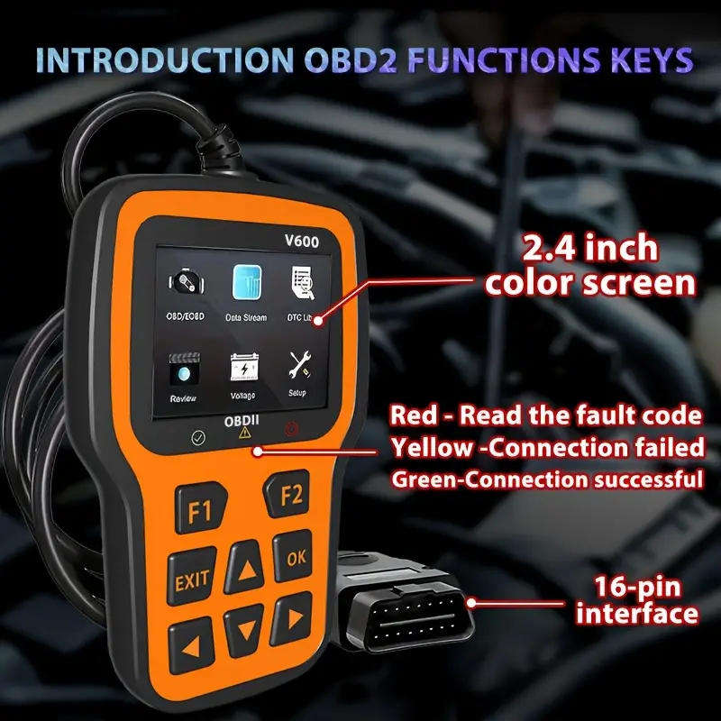 OBD2 scanner Car Diagnostic Tool Supports 10 Languages 2.4 Inch Color Screen