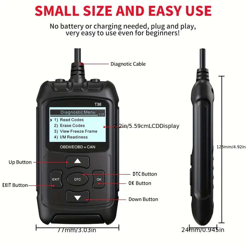 Car Fault Detector Code Reader OBD2 Scanner Diagnostic Tool  T36