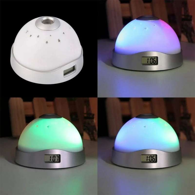 Fluorescent Kids Night Sky Moon Stars Projection Digital Clock