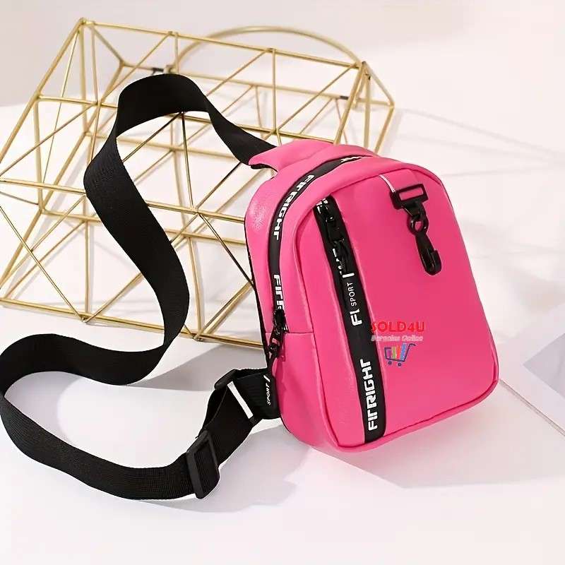 Women's Chest Bag Pink Color Shoulder Bag With Adjustable Shoulder Strap