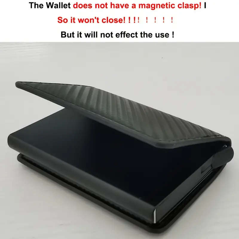 RFID Blocking Metal Case Card Holder Carbon Fibre Pattern Faux Leather Wallet