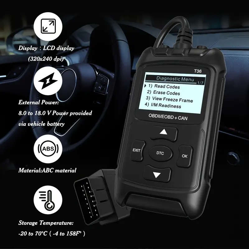 Car Fault Detector Code Reader OBD2 Scanner Diagnostic Tool  T36