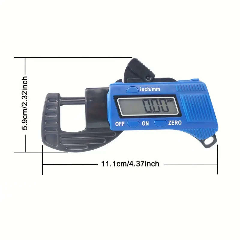 Portable Electronic Digital Thickness Gauge 0-12.7mm Blue