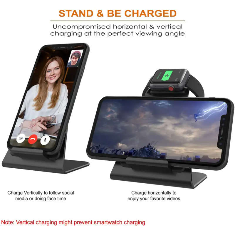 2-in-1 Wireless Charging Dock Station for iPhones & iWatches