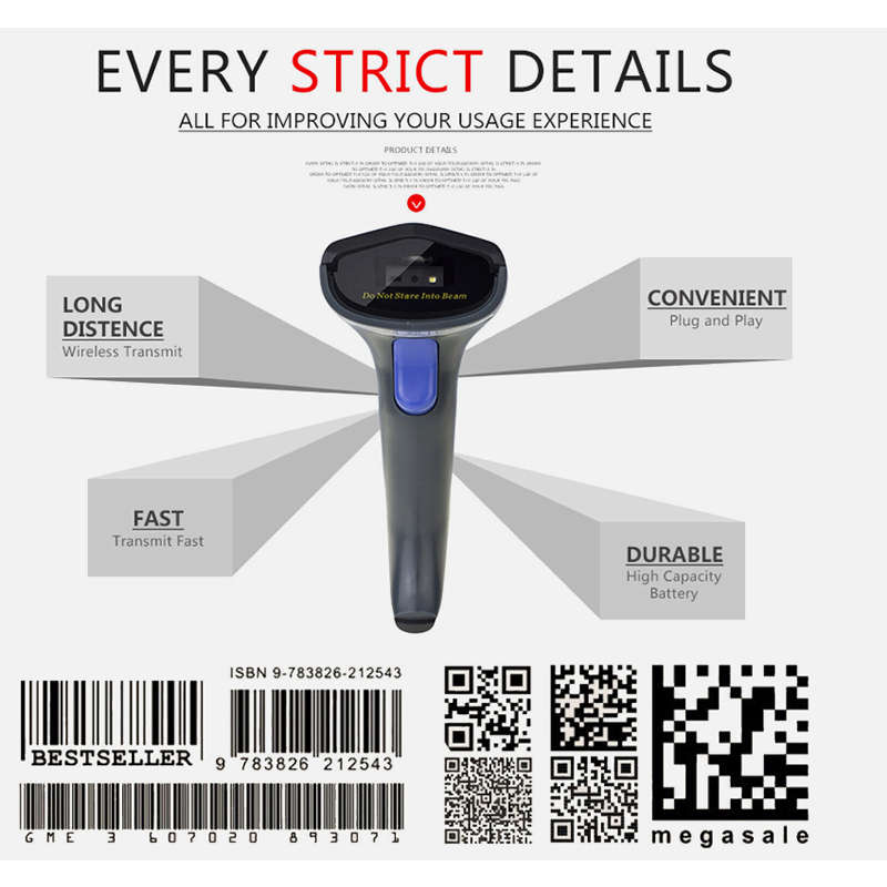 High-Speed Handheld Barcode Scanner 1D/2D Wireless Q-Sm55B