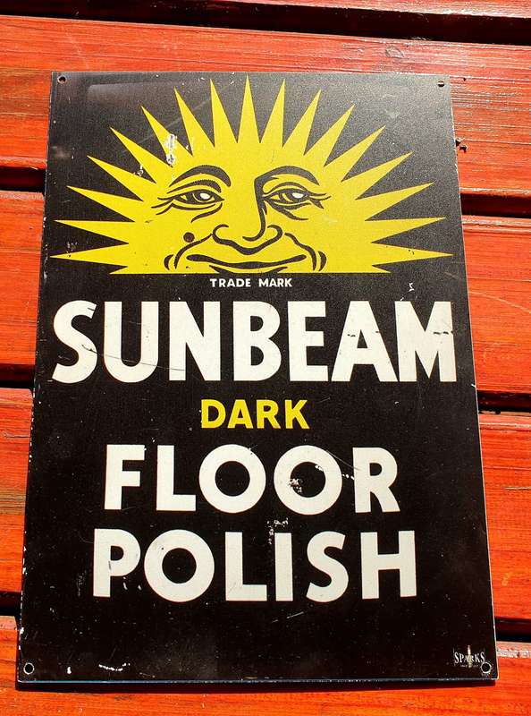 SUNBEAM FLOOR POLISH PLATE SIGN BY SPARKS 325 X 225 MM