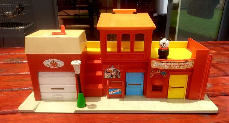 VINTAGE LARGE FISHER PRICE BUILDINGS, 450 MM AND 530 MM LONG