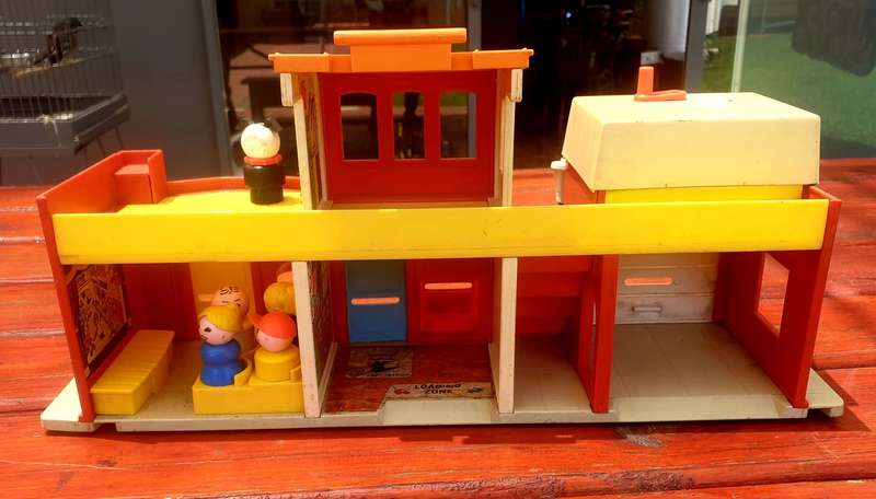 VINTAGE LARGE FISHER PRICE BUILDINGS, 450 MM AND 530 MM LONG