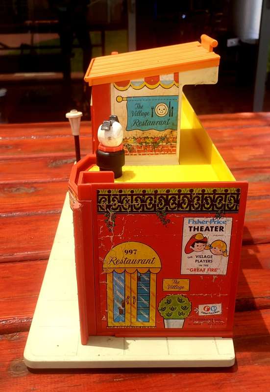 VINTAGE LARGE FISHER PRICE BUILDINGS, 450 MM AND 530 MM LONG