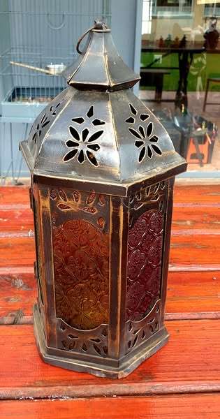 VINTAGE COPPER TONE LANTERN 160 X 340 MM TALL WITH BURNER