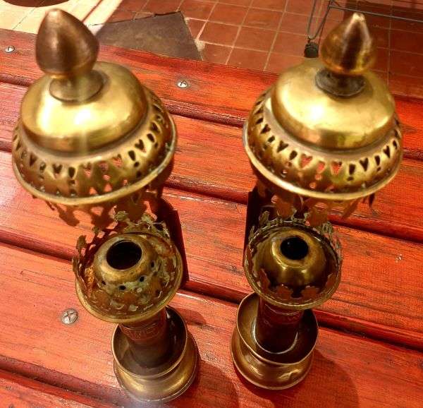 ANTIQUE RAILWAY COACH CANDLE LANTERNS
