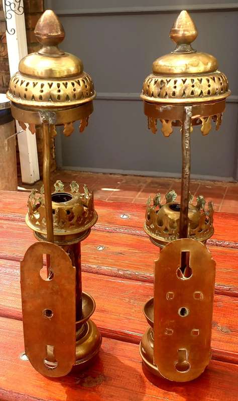 ANTIQUE RAILWAY COACH CANDLE LANTERNS