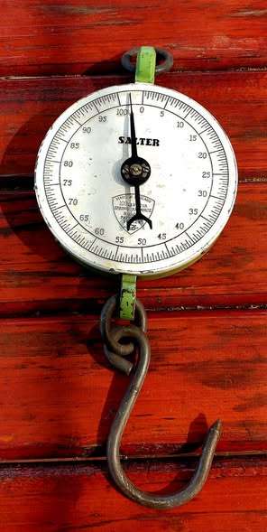 ANTIQUE CAST IRON SALTER 100LBS SCALE