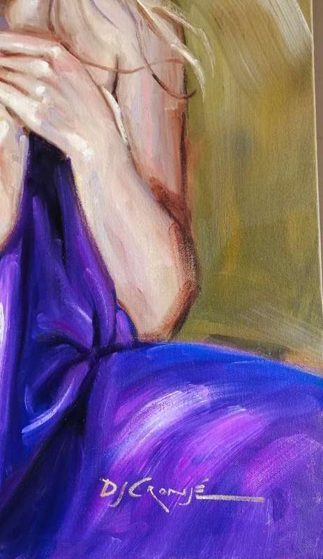 The Purple Sheet, Oil painting by Danie Cronjé on canvas roll, unframed