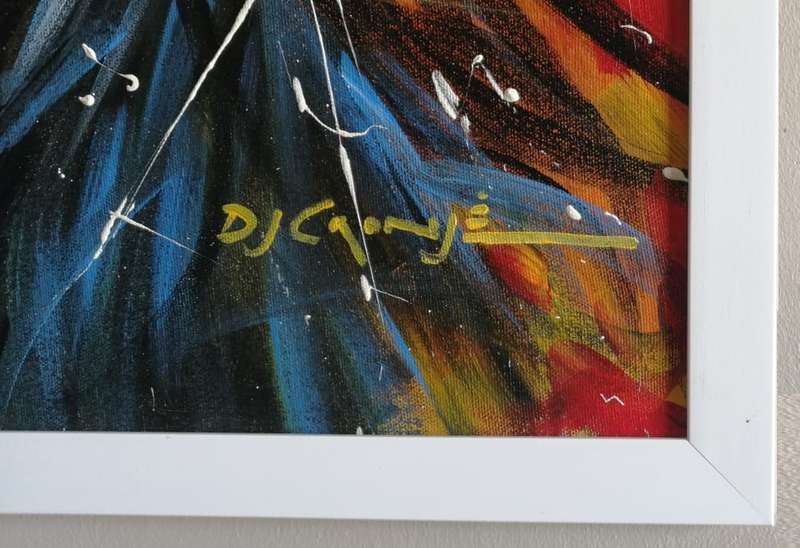 Future Gaze, acrylic painting by Danie Cronjé, framed