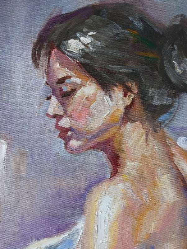 Sideways Nude, Oil painting by Danie Cronjé on A1 canvas roll, unframed