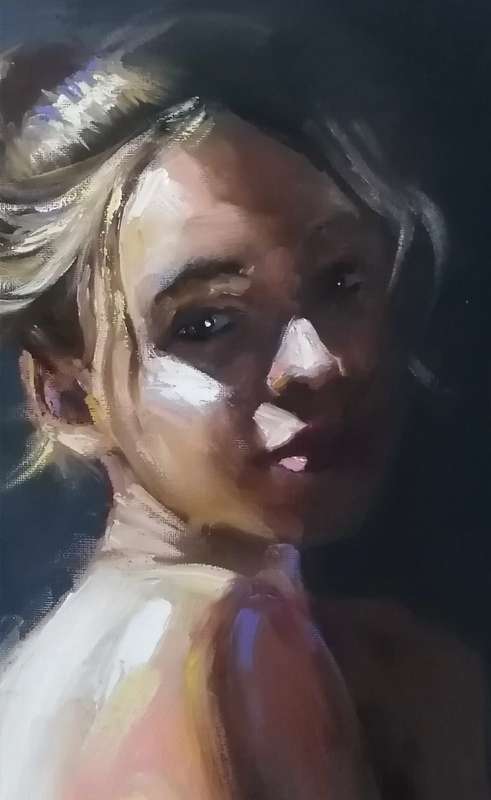 Nude Study, oil painting by Danie Cronje on canvas linen, unframed