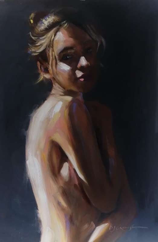Nude Study, oil painting by Danie Cronje on canvas linen, unframed