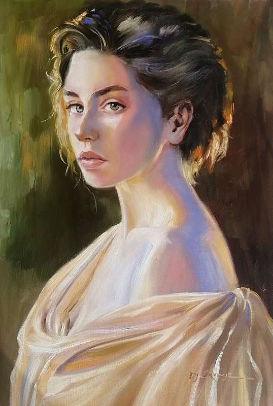 Classic Lady, oil painting by Danie Cronje on canvas linen, unframed