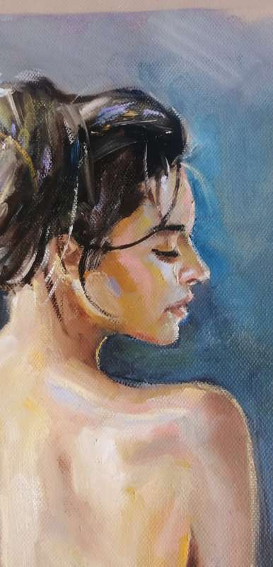 Semi-Nude, Oil painting by Danie Cronjé on canvas roll, unframed