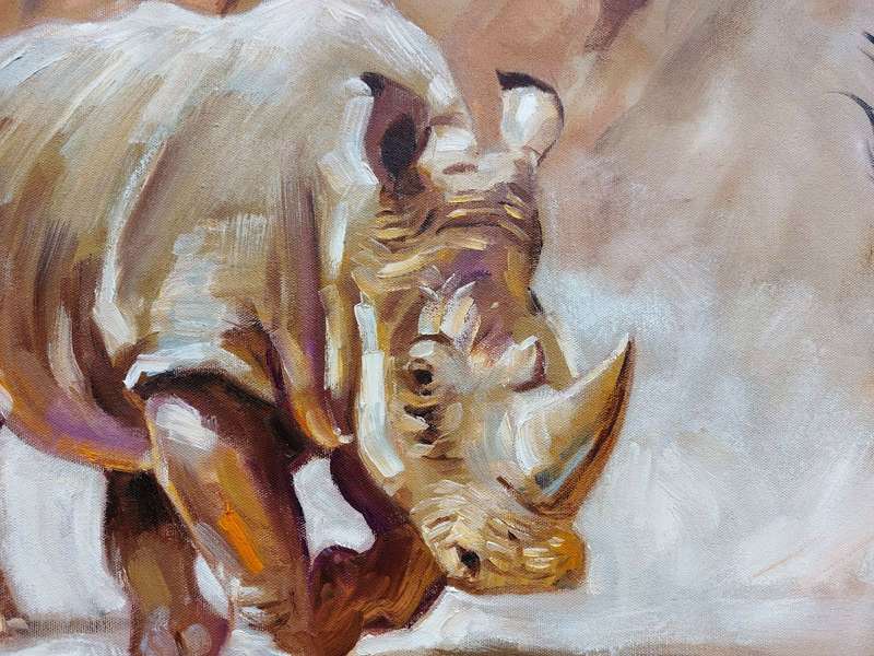 Friends, Oil painting by Danie Cronjé on canvas roll, unframed