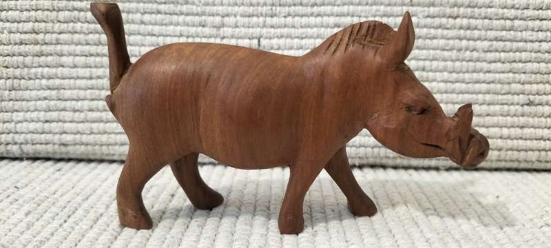 A Magnificent Well Preserved Wood Carved Warthog