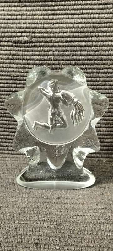 A Magnificent Mid Century Nybro Swedish Crystal Aquarius 523grams Translucent Paper Weight