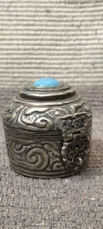 Magnificent Vintage Lidded Pewter Trinket/Pill Holder