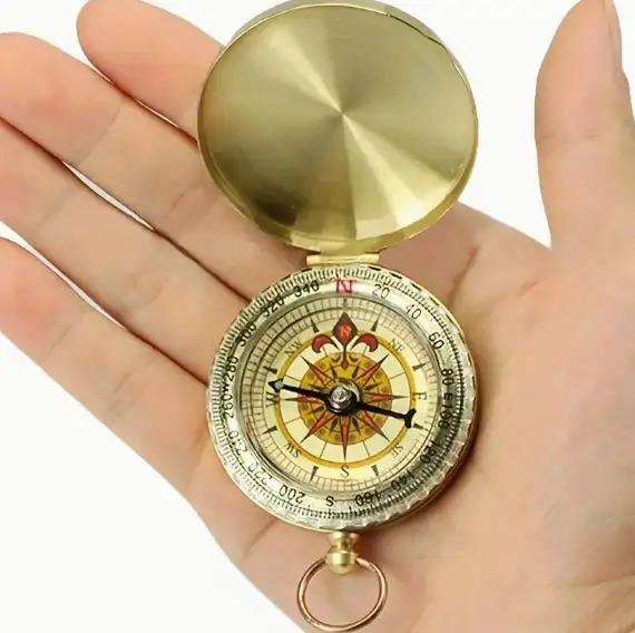 Gold Tone Hiking Compass. New in Box