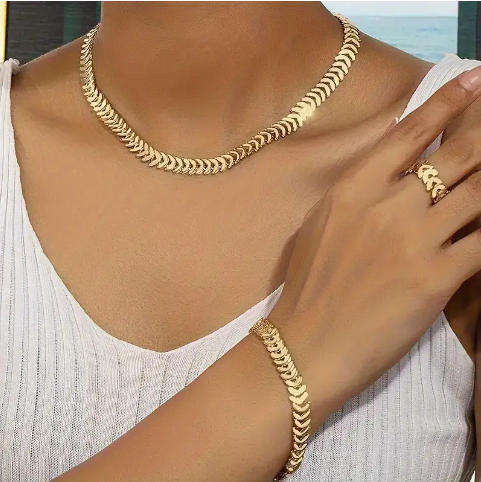 3pcs Women's Accessories Including A Necklace Bracelet And Ring (Nr37)