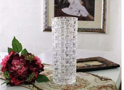 Crystal Clear Rattan Weave Glass Vase