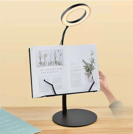 Hands Free Book Stand With Clips and LED Light for Reading