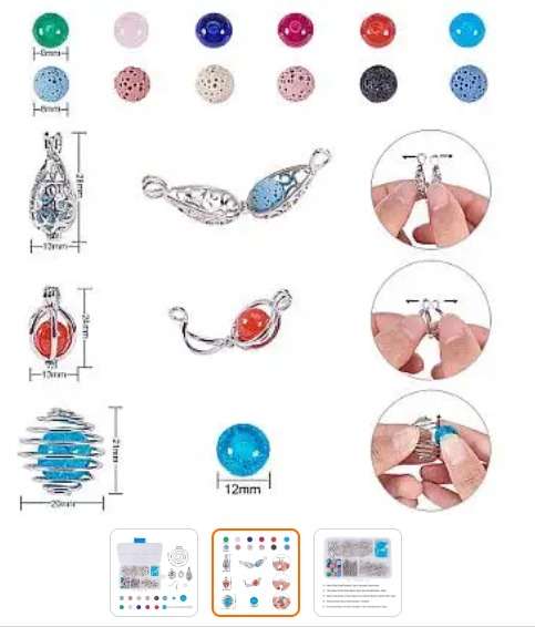 DIY Kit Natural Balls & Beads Glass Beads Hollow Bead Cage Pendant Necklace Earrings. B31