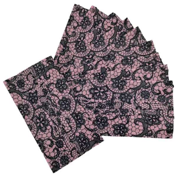 MXM Face Mask - Disposable 3 Ply Flower Lace - Black and Pink - 10`s
