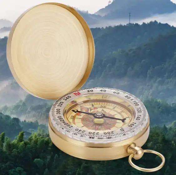 Gold Tone Hiking Compass. New in Box