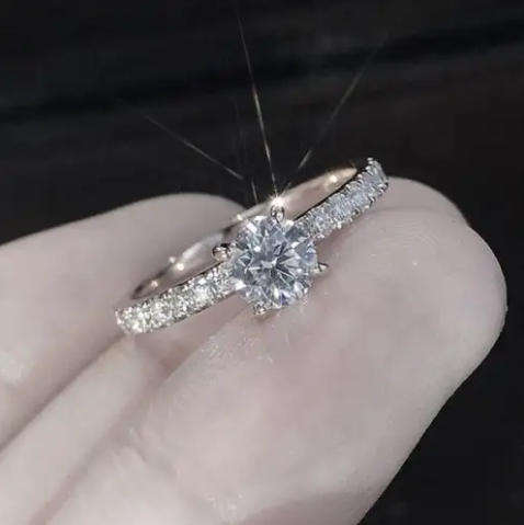 1Ct Ring Delysia King Women Trendy Shiny Crystal Ring Simplicity Elegant (Nr49)