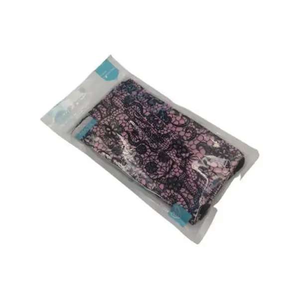MXM Face Mask - Disposable 3 Ply Flower Lace - Black and Pink - 10`s