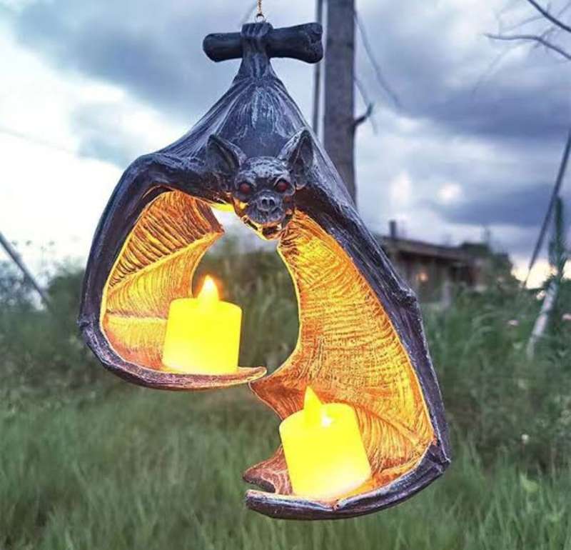 A Magnificent Large 21cm Quality Resin Bat with T-lights