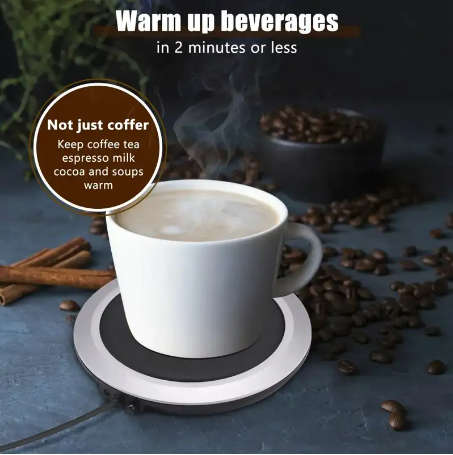 PU Leather USB Cup Heater USB Heating Coaster USB Mug Heater Pad-Black