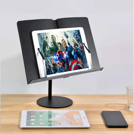Hands Free Book Stand With Clips and LED Light for Reading