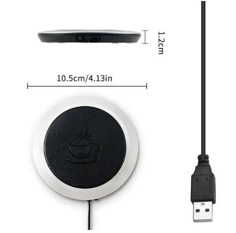 PU Leather USB Cup Heater USB Heating Coaster USB Mug Heater Pad-Black