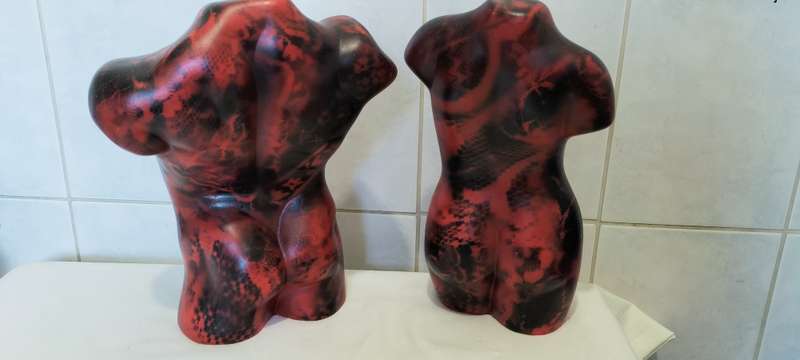 Magnificent Pair of Hilton Edwards Male and Female Signed Ceramic Torsos. Mint Condition